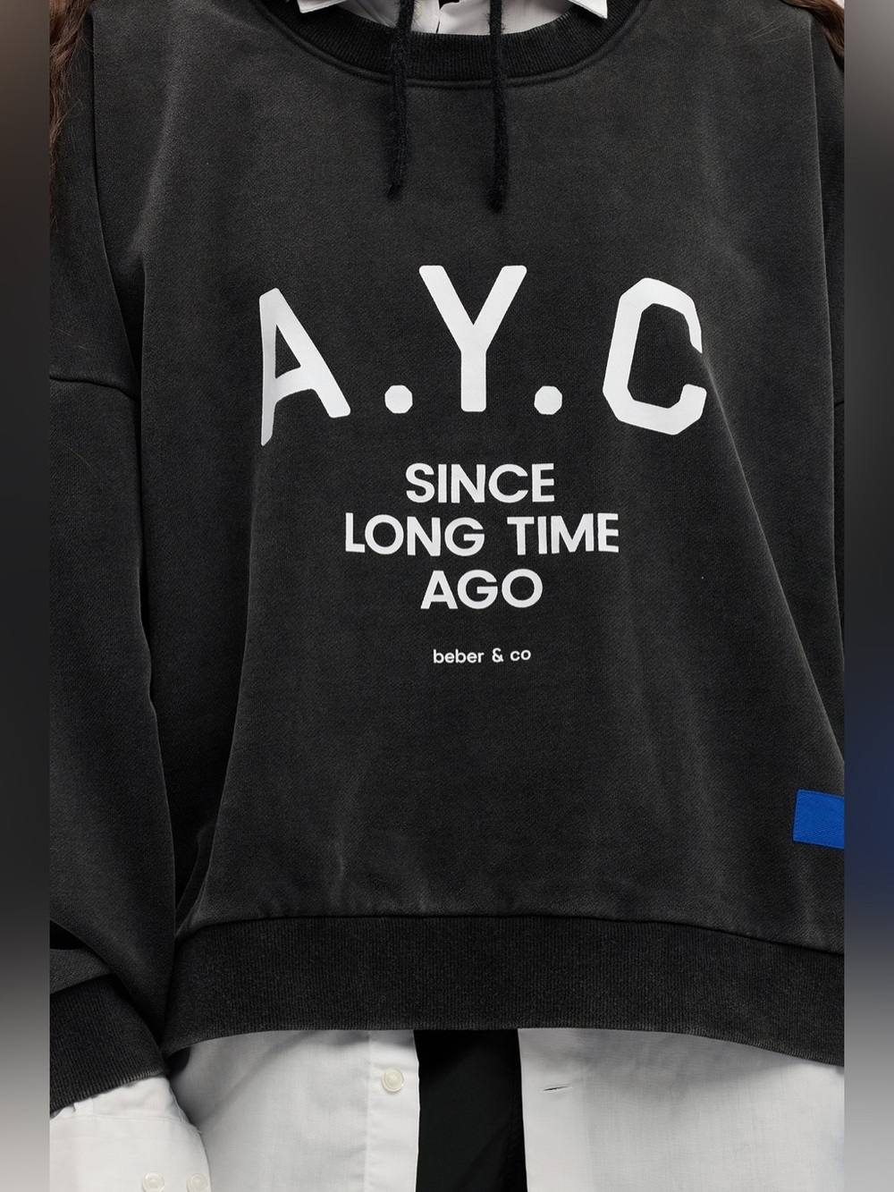 Beber & co A.Y.C Black Logo Crewneck Sweatshirt size large oversized - Picture 4 of 12